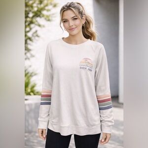 Ron Jon Surf Shop Graphic Sweatshirt Rainbow Sleeve Stripe | Size L | Y2K